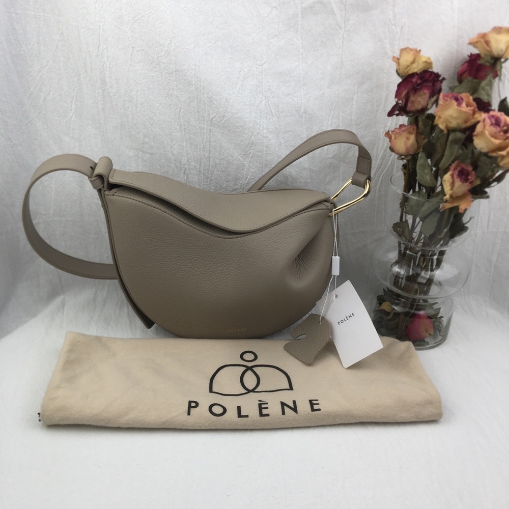 Polene Tonca TEXTURED Grey Crossbody Bag New